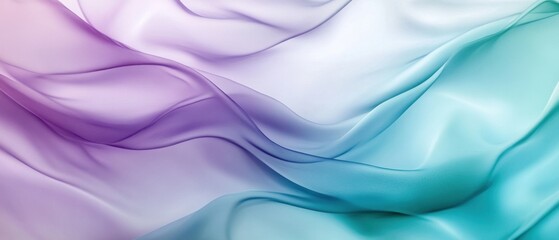 Obraz premium Abstract Flowing Fabric: Serene Teal and Purple Waves Background