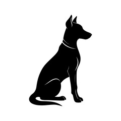 Black Dog Silhouette Art with White Background