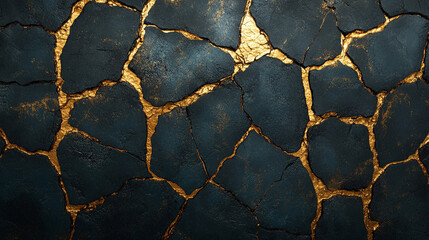 abstract dark black cracked stone or concrete wall symbolizes resilience, struggle, and strength. The fragmented texture evokes a sense of brokenness, yet it reflects the beauty in imperfection
