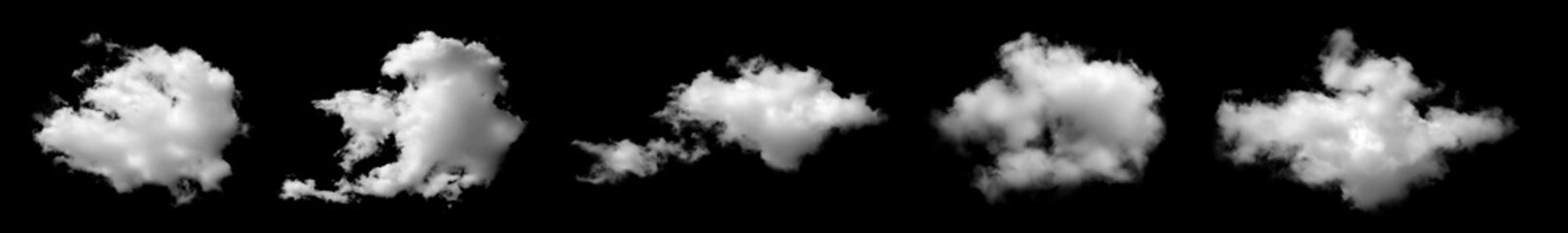 set white fluffy cloud isolated black background. concept effect design smoke fog, smog cloudy cutout. abstract cloud, mist overlay on Sky Summer. grey dark storm condensation