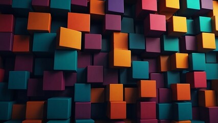 abstract background of cubes. Geometric Symphony, Abstract Art. Multicolored Geometric Background
