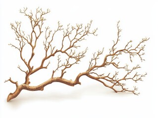 Obraz premium A rustic, intricately branched tree limb, showcasing nature's artistry in its unique shapes and textures against a minimalist background.