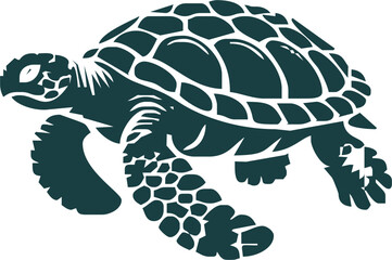 Sea Turtle, Minimalist and Simple Silhouette - Vector