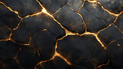 abstract dark black cracked stone or concrete wall symbolizes resilience, struggle, and strength. The fragmented texture evokes a sense of brokenness, yet it reflects the beauty in imperfection