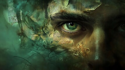 Abstract Portrait Depicting a Face With Textured Layers