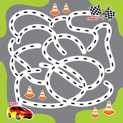 racing car board game labyrinth template vector
