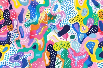 Modern colorful tropical floral pattern. Cute botanical abstract contemporary seamless pattern. Hand drawn unique print.
