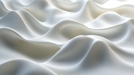 Obraz premium Abstract white flowing waves, smooth undulating surface, 3D render.