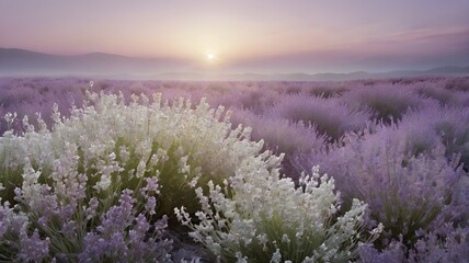 Fototapeta premium Gentle white gradient blending into light lavender evokes serene and calming atmosphere