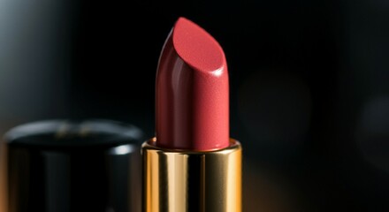 Obraz premium Lipstick Bullet Close-Up against black background
