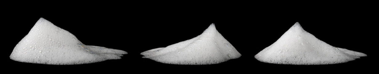 white foam soap with a shampoo bubble isolated on a black background. concept of suds texture, foam bubble in a bathtub. shaving cream gel, bath lather