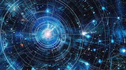 Fototapeta premium Abstract Cosmic Blueprint Celestial Navigation System
