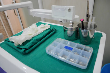 Professional Dentist tools in the dental office