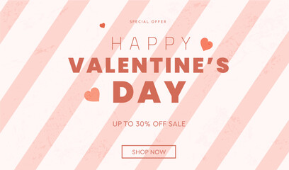 Creative Pattern Valentine's Day. Modern Art Geometric Hearts and Typography Templates for Party Design, Advertising, Social Media, Posters, Banners, and Covers. Sale Offer 30%.