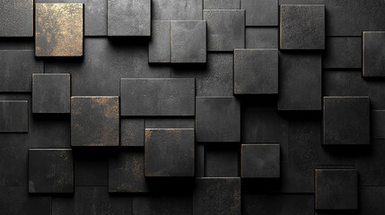 Abstract geometric pattern with dark black and anthracite gray tones, showcasing symmetry and texture. The design evokes mystery, sophistication, and modernity, ideal for creative projects