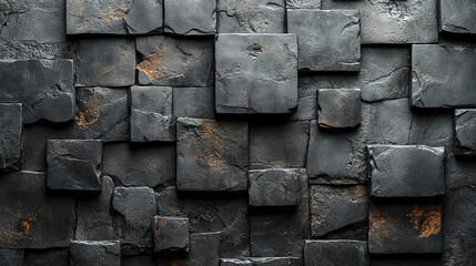 Abstract geometric pattern with dark black and anthracite gray tones, showcasing symmetry and texture. The design evokes mystery, sophistication, and modernity, ideal for creative projects