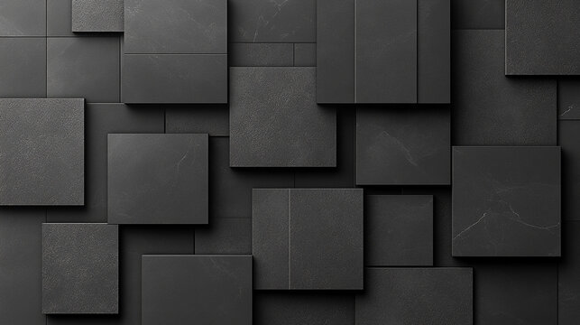 Abstract geometric pattern with dark black and anthracite gray tones, showcasing symmetry and texture. The design evokes mystery, sophistication, and modernity, ideal for creative projects
