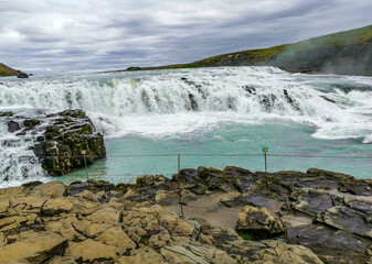 Close up  view of Gullfoss falls, Icland