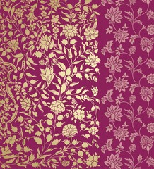 wedding card design, traditional paisley floral pattern , royal India	