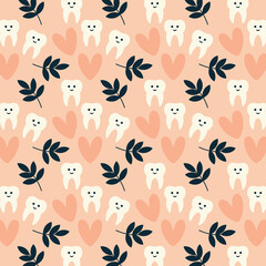 dental pattern teeth mint pastel colors illustration fill cover design