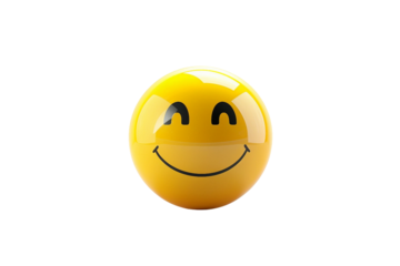 Cheerful Smiling Face Emoji Isolated on Transparent Background