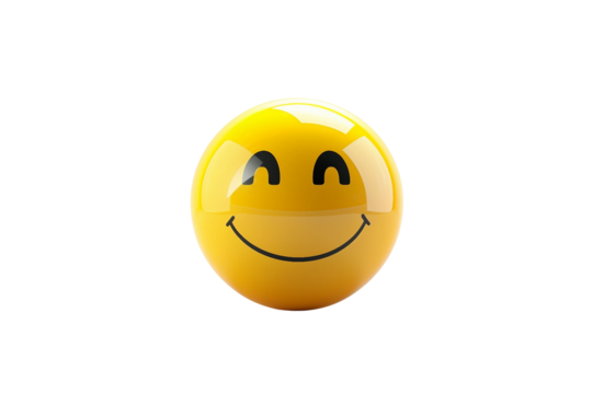 Cheerful Smiling Face Emoji Isolated on Transparent Background