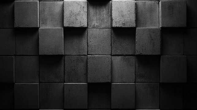 Abstract geometric pattern with dark black and anthracite gray tones, showcasing symmetry and texture. The design evokes mystery, sophistication, and modernity, ideal for creative projects