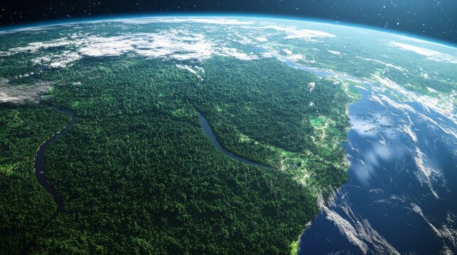 Ultra detailed, photorealistic depiction of Earth from space with a focus on the East African Rift