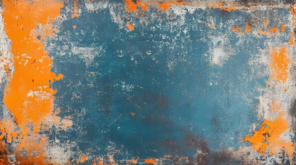 Abstract Teal And Orange Peeling Paint Texture