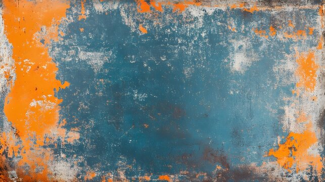 Abstract Teal And Orange Peeling Paint Texture