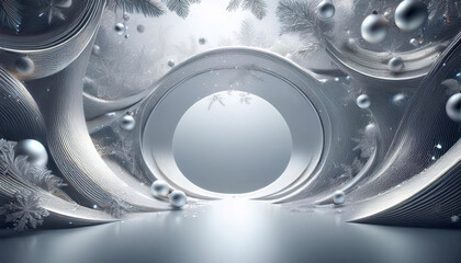 Jasne tło świąteczne, Boże Narodzenie i Nowy Rok, ramka, choinka, bombki, puste miejsce na tekst i życzenia