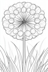 Intricate Dandelion Flower Coloring Page Design