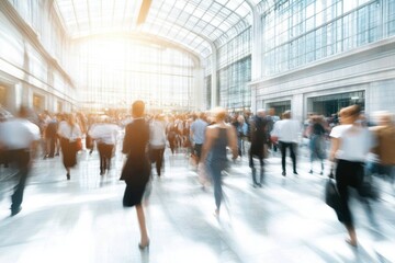 A vibrant lobby scene showcasing the hustle and bustle of daily life.