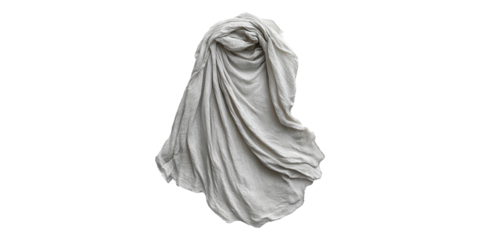 Light gray fabric folded isolated on transparent background