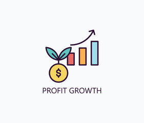 Profit Growth Vector, Icon Or Logo Sign Symbol Illustration 