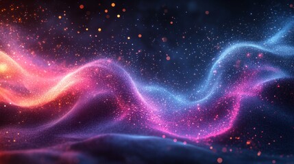 Fototapeta premium Dynamic waves of glowing light against a dark backdrop