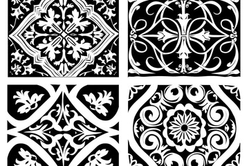 Fototapeta premium Church medieval windows set. Old gothic style architecture elements. Vector glyph illustration on white background. 