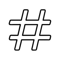 Obraz premium hashtag icon, music vector icon, entertainment vector icon - black outline icon of hashtag symbolizing social media, communication, and technology in simple design.