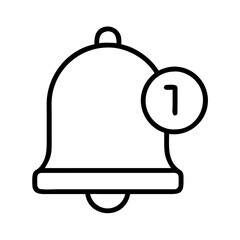 notification bell icon, music vector icon, entertainment vector icon - black outline icon of notification bell symbolizing social media, communication, and technology in simple design.