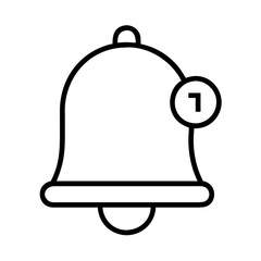 notification bell icon, music vector icon, entertainment vector icon - black outline icon of notification bell symbolizing social media, communication, and technology in simple design.