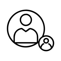 Obraz premium profile icon icon, music vector icon, entertainment vector icon - black outline icon of profile icon symbolizing social media, communication, and technology in simple design.