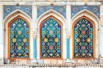 Obraz premium Church medieval windows set. Old gothic style architecture elements. Vector glyph illustration on white background. 