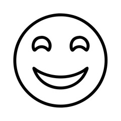 smile emoji icon, music vector icon, entertainment vector icon - black outline icon of smile emoji symbolizing social media, communication, and technology in simple design.