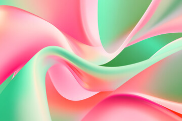 Naklejka premium A vibrant neon background with smooth, flowing ribbons of pink and green light, blending into a seamless gradient.