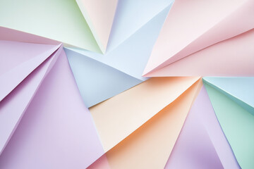 A pastel background with smooth, overlapping triangles in light lavender, soft peach, and pastel blue.