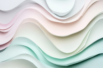 A pastel background of flowing abstract waves in light lavender, blush pink, and creamy teal on a clean base.