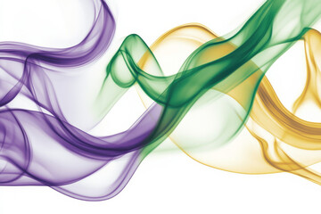 A dynamic color smoke background of intense purple, gold, and emerald green plumes radiating energy and vibrancy.