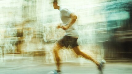 A Runner in Motion City Street Blurred Background