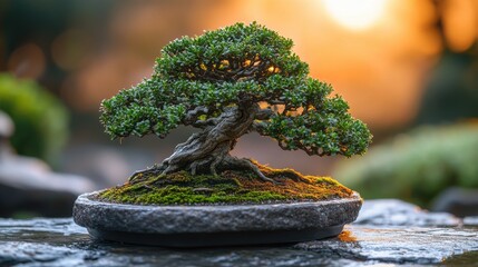 a bonsai tree in a pot