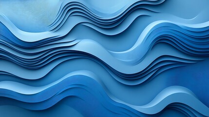 Fototapeta premium Abstract blue wavy layered background.